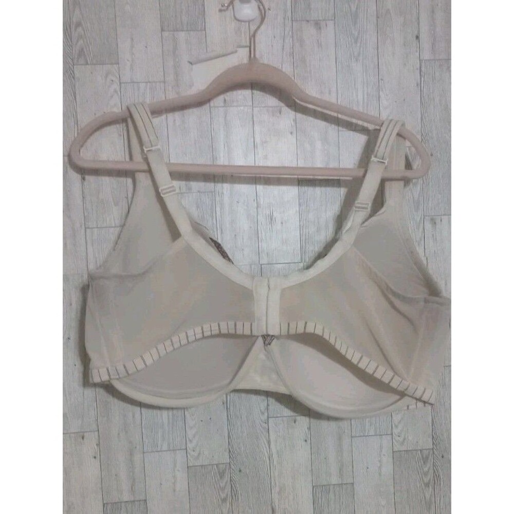 Cacique Bra Full Coverage Lace Padded Underwire Beige Brown Bow Detail Size 44F - Picture 4 of 6